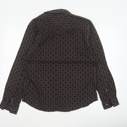 Jasper Conran Men’s Black Geometric Cotton Long Sleeve Shirt M