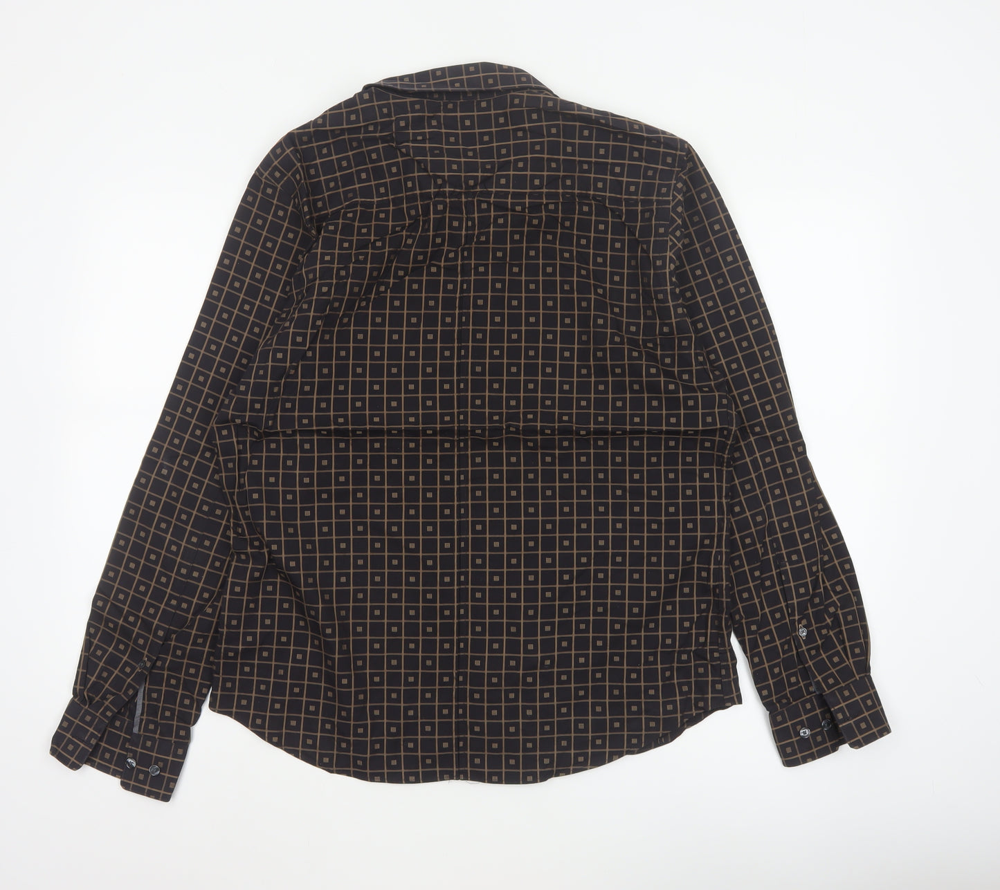 Jasper Conran Men’s Black Geometric Cotton Long Sleeve Shirt M