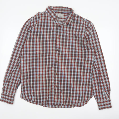Marks and Spencer Men’s L Red Blue Plaid Pure Cotton Button-Down Shirt