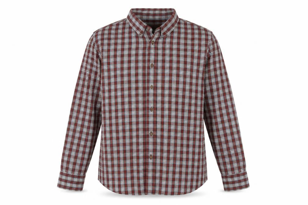 Front view of Marks & Spencer Men’s L Red Blue Plaid Pure Cotton Button-Down Shirt