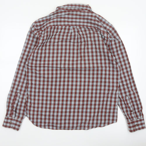 Marks and Spencer Men’s L Red Blue Plaid Pure Cotton Button-Down Shirt