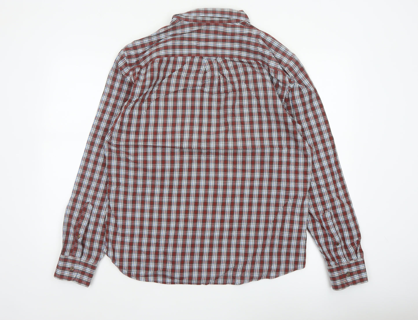 Marks and Spencer Men’s L Red Blue Plaid Pure Cotton Button-Down Shirt