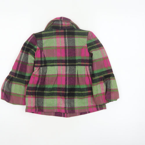 John Lewis Girls Multicoloured Plaid Wool Blend Pea Coat 3 Years