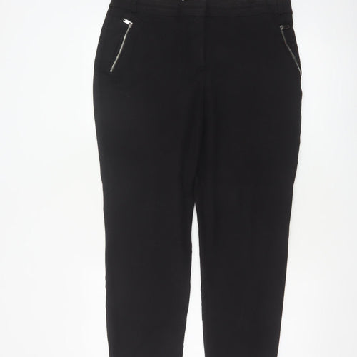 Wallis Women’s Black UK 14 Petite Tapered Smart Trousers Zip Pockets
