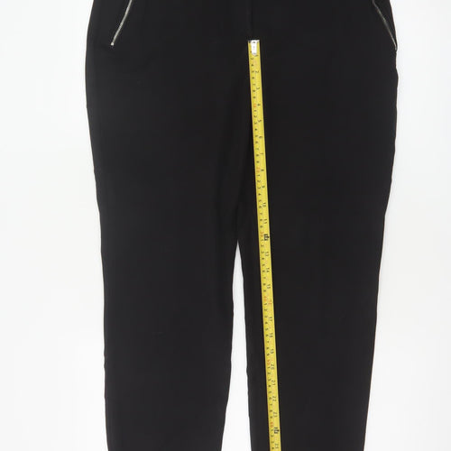 Wallis Women’s Black UK 14 Petite Tapered Smart Trousers Zip Pockets