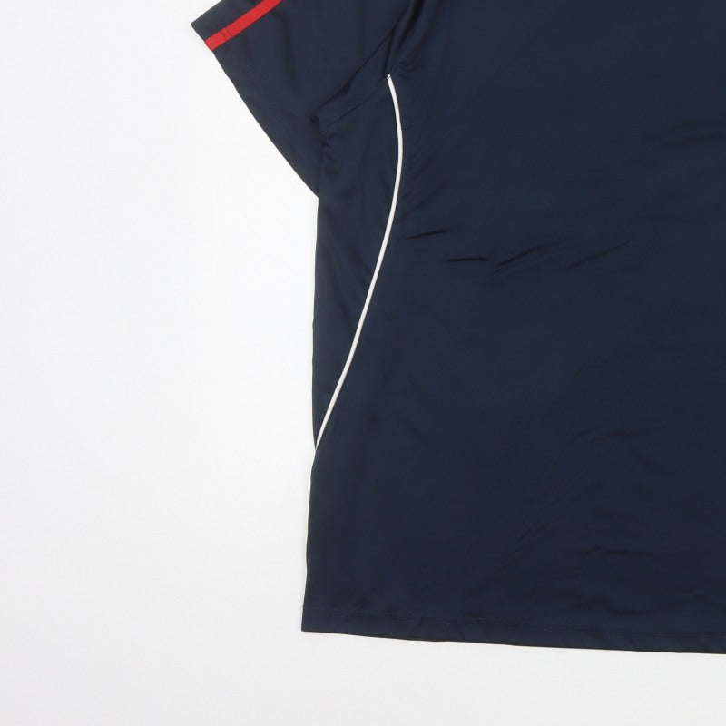 England Rugby Men's Blue 2XL Embroidered Logo Sports T-Shirt Short Sleeve