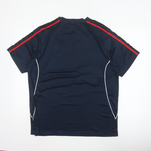 England Rugby Men's Blue 2XL Embroidered Logo Sports T-Shirt Short Sleeve