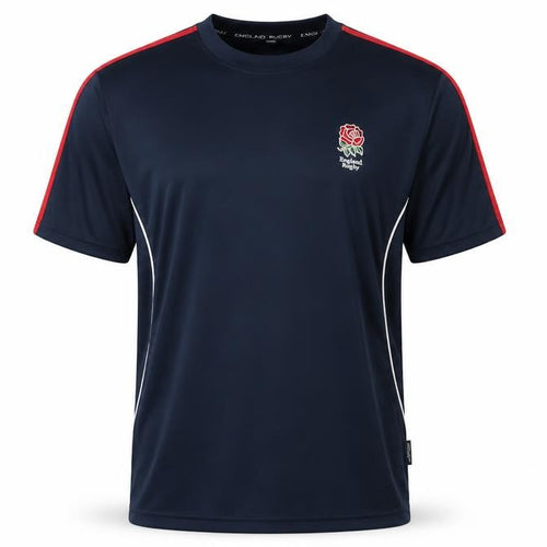 England Rugby Men's Blue 2XL Embroidered Logo Sports T-Shirt Short Sleeve