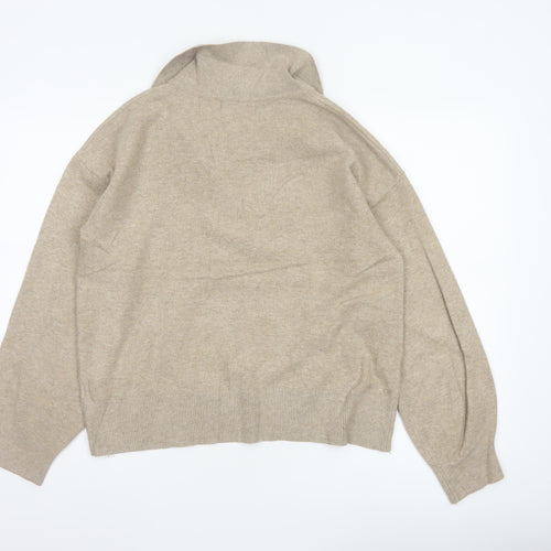 Marks and Spencer Women Beige M Collared Knit Pullover Jumper