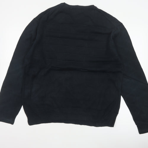 GANT Men’s Black Cotton V-Neck Logo Knit Pullover Jumper Size L