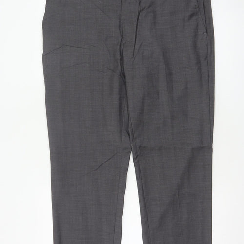 M&S Autograph Men Grey 36R Pure Wool Tailored Dress Trousers