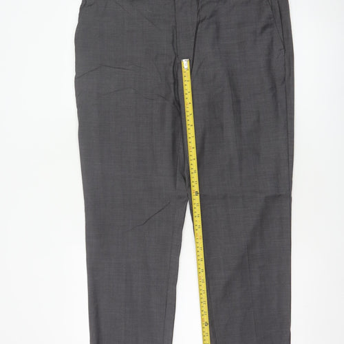 M&S Autograph Men Grey 36R Pure Wool Tailored Dress Trousers