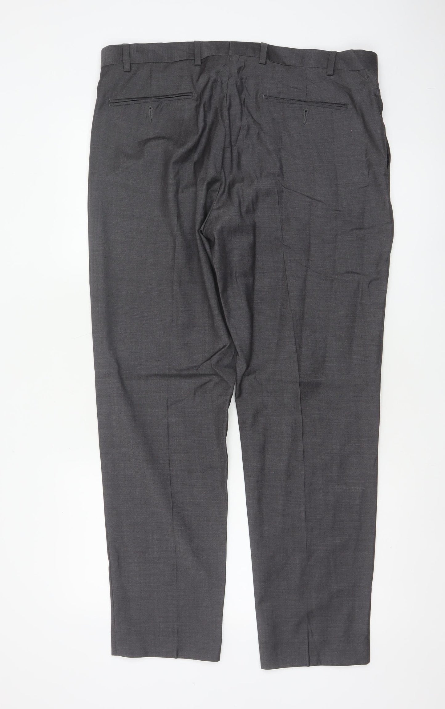 M&S Autograph Men Grey 36R Pure Wool Tailored Dress Trousers