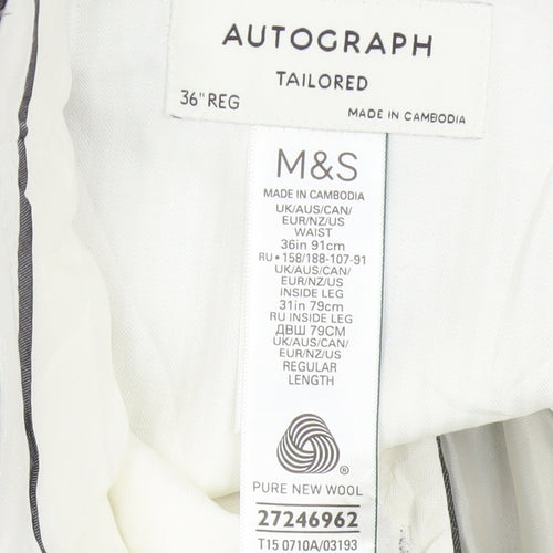 M&S Autograph Men Grey 36R Pure Wool Tailored Dress Trousers