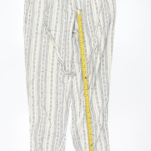 Marks and Spencer Women's Ivory Striped Paperbag Trousers UK 8