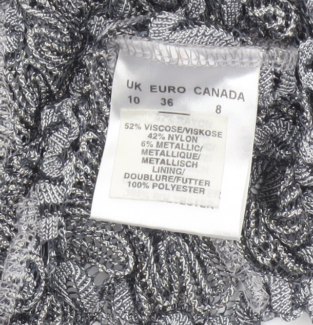 Planet Women Grey Metallic Knit Wrap Cropped Blouse Size 10