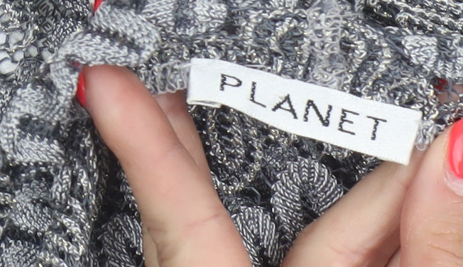 Planet Women Grey Metallic Knit Wrap Cropped Blouse Size 10