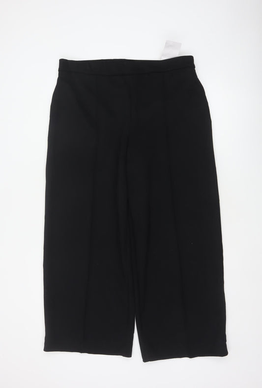 M&S Women’s Black Size 18 Short Wide-Leg High Rise Trousers