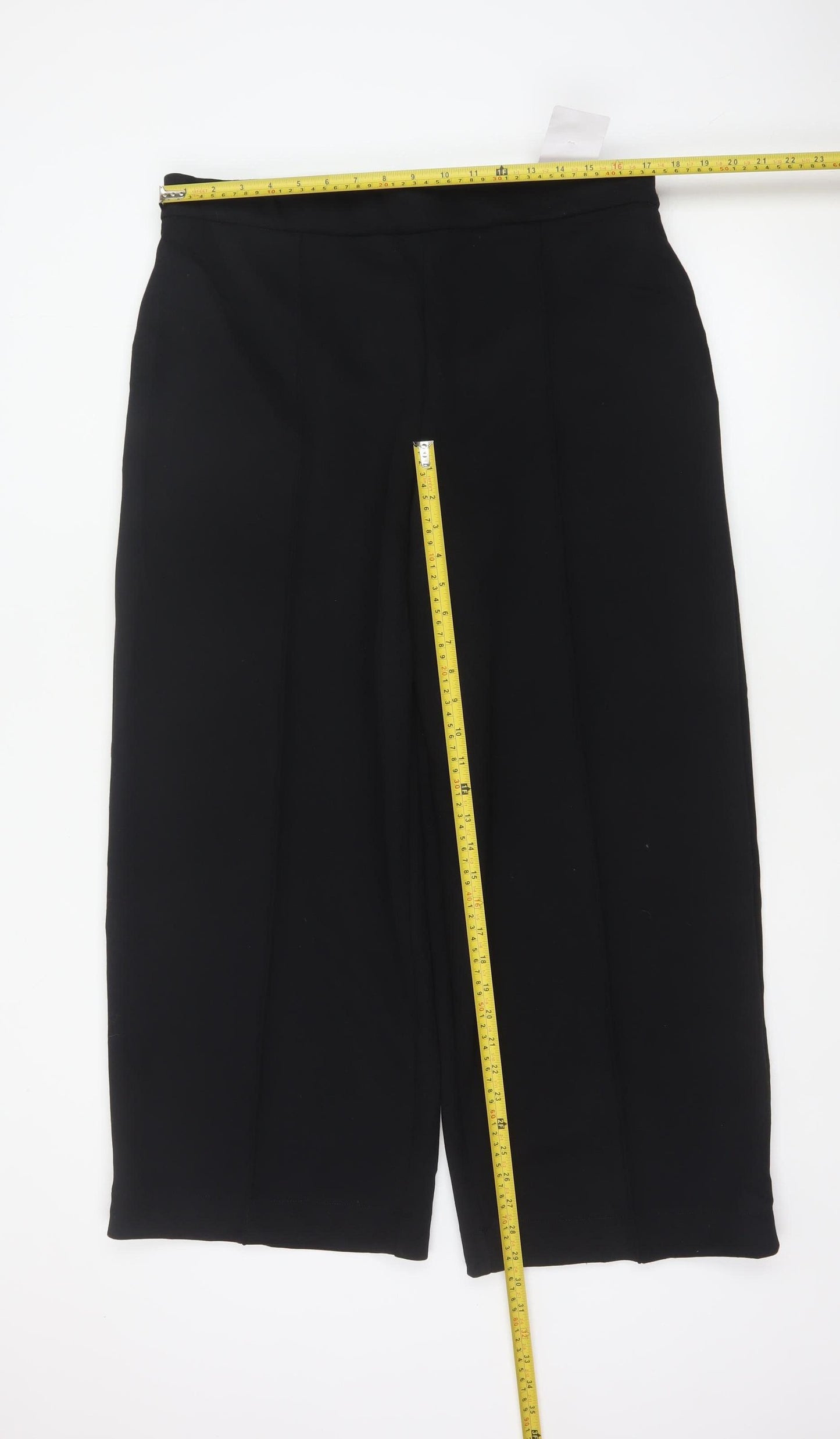 M&S Women’s Black Size 18 Short Wide-Leg High Rise Trousers