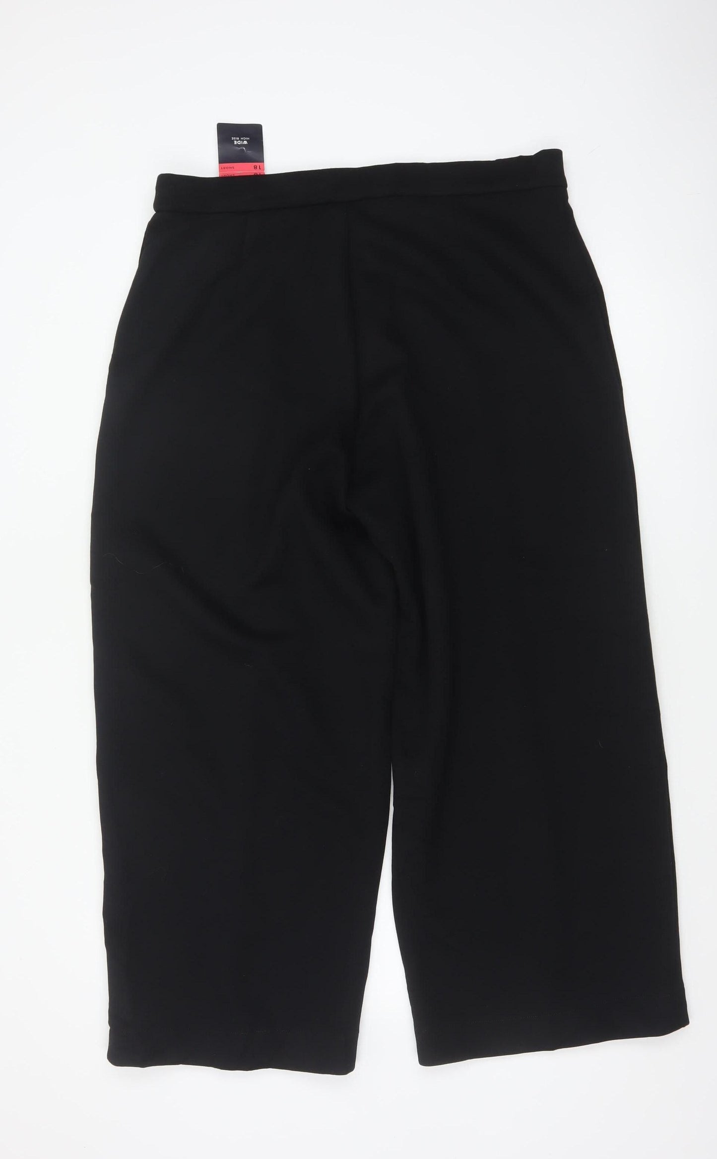 M&S Women’s Black Size 18 Short Wide-Leg High Rise Trousers