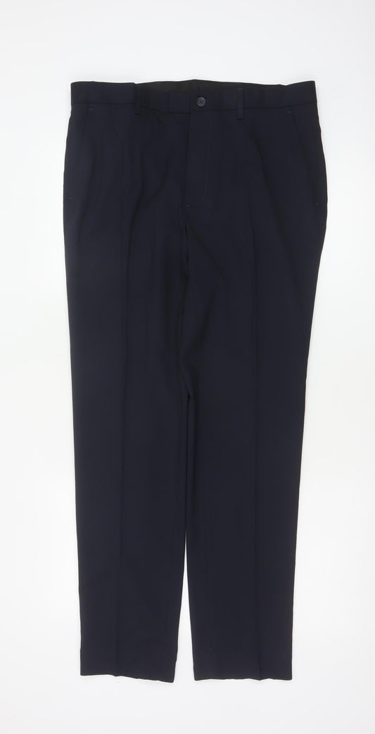 Marks and Spencer Men Navy 34in Skinny Dress Trousers Smart Work 31in