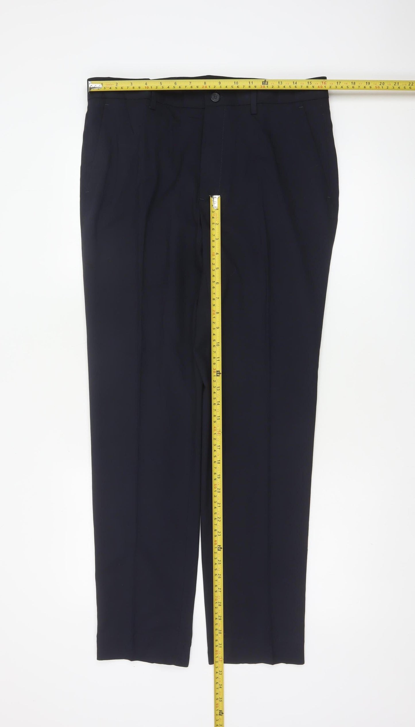Marks and Spencer Men Navy 34in Skinny Dress Trousers Smart Work 31in