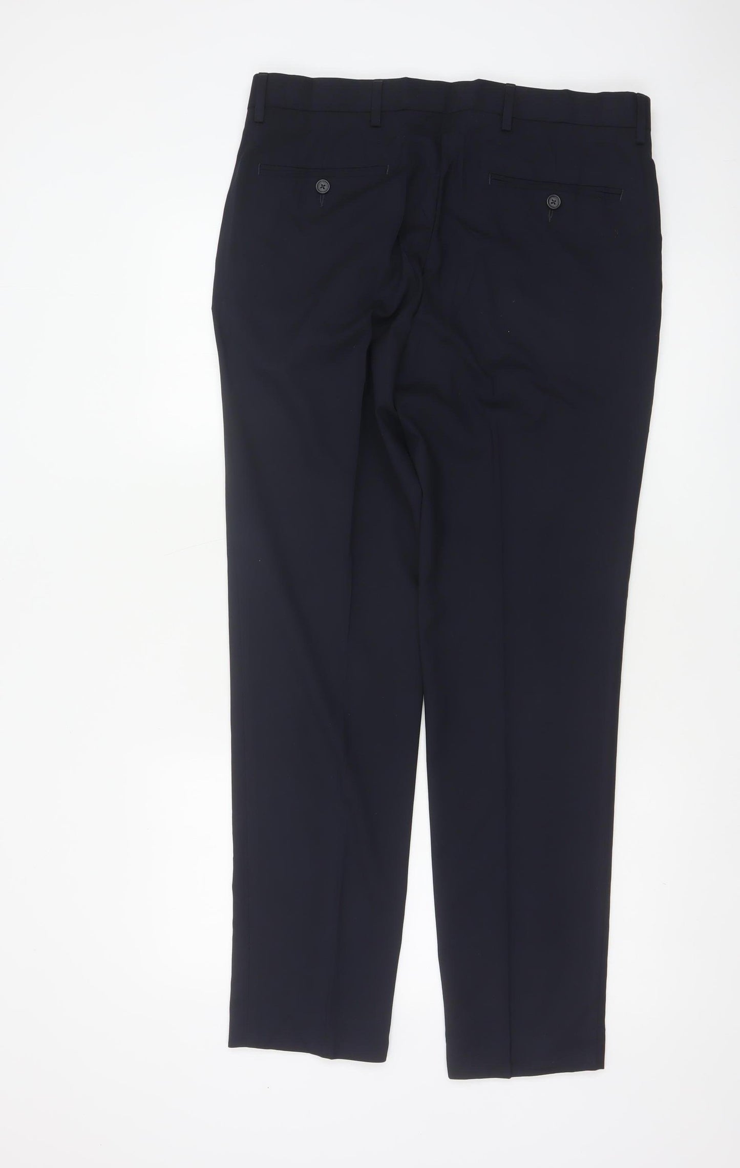 Marks and Spencer Men Navy 34in Skinny Dress Trousers Smart Work 31in