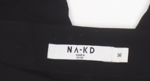 NA-KD Women Black UK 8 High Rise Flared Tailored Trousers