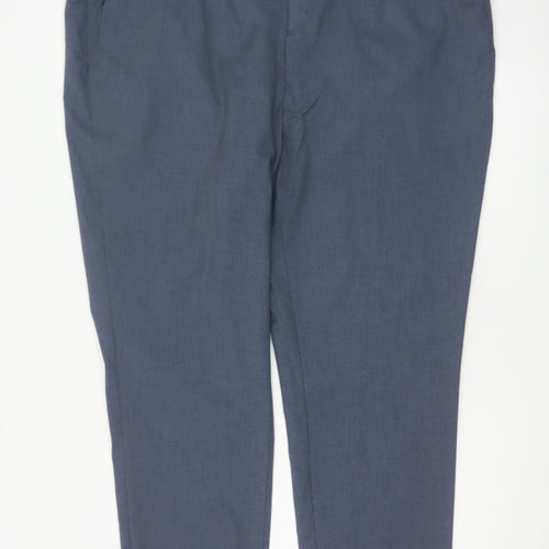 Marks & Spencer Mens Blue 50 Short Dress Trousers Tapered Flat Front