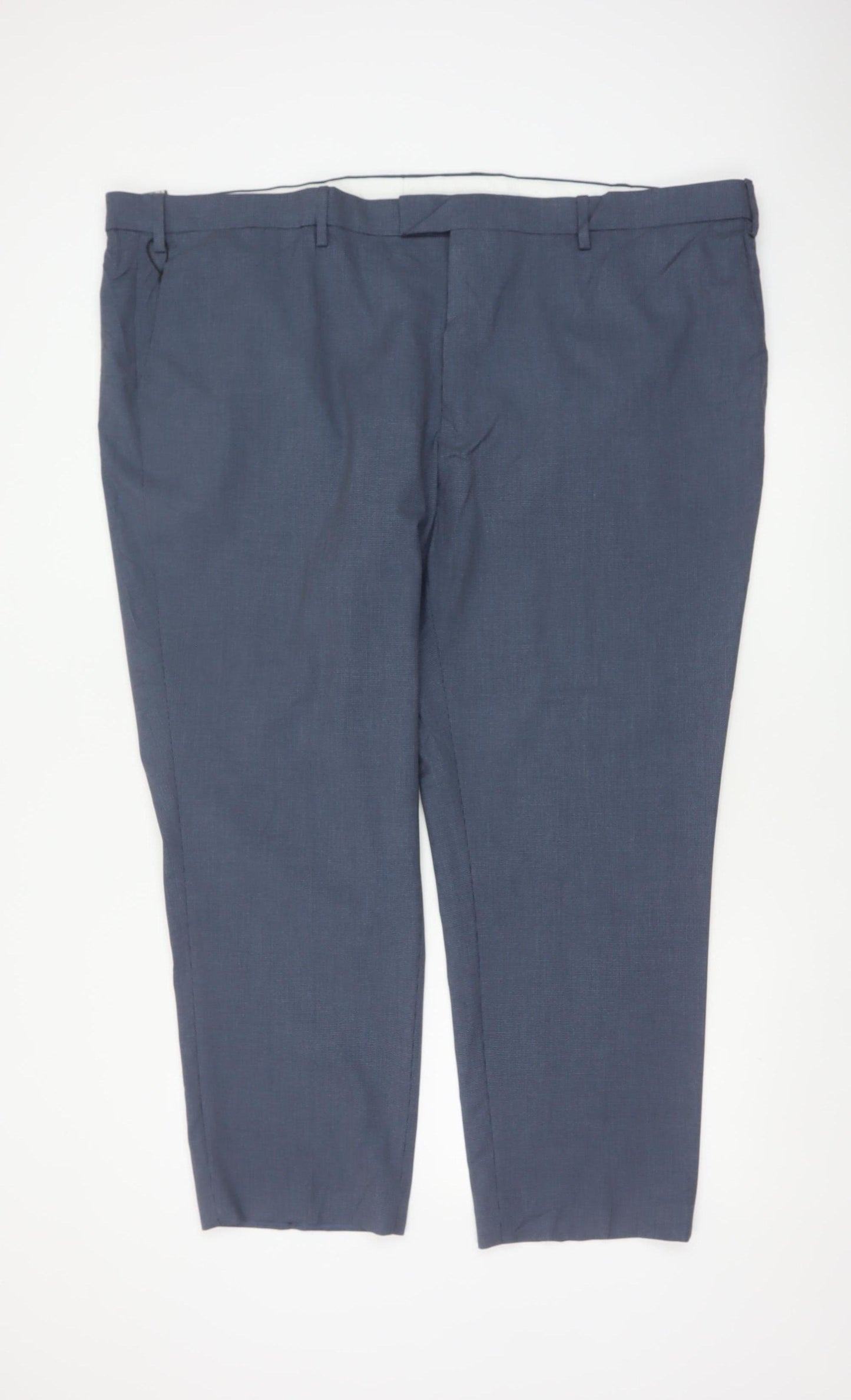 Marks & Spencer Mens Blue 50 Short Dress Trousers Tapered Flat Front