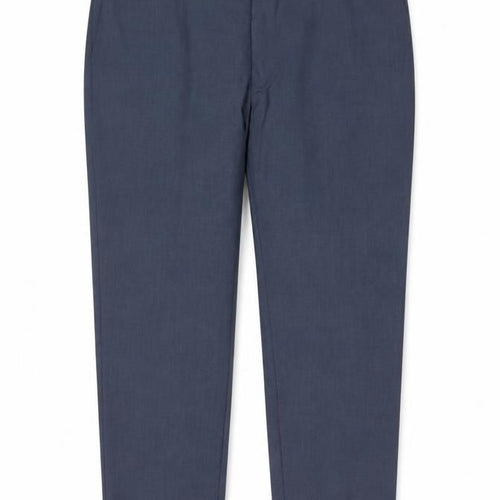 Marks & Spencer Mens Blue 50 Short Dress Trousers Tapered Flat Front