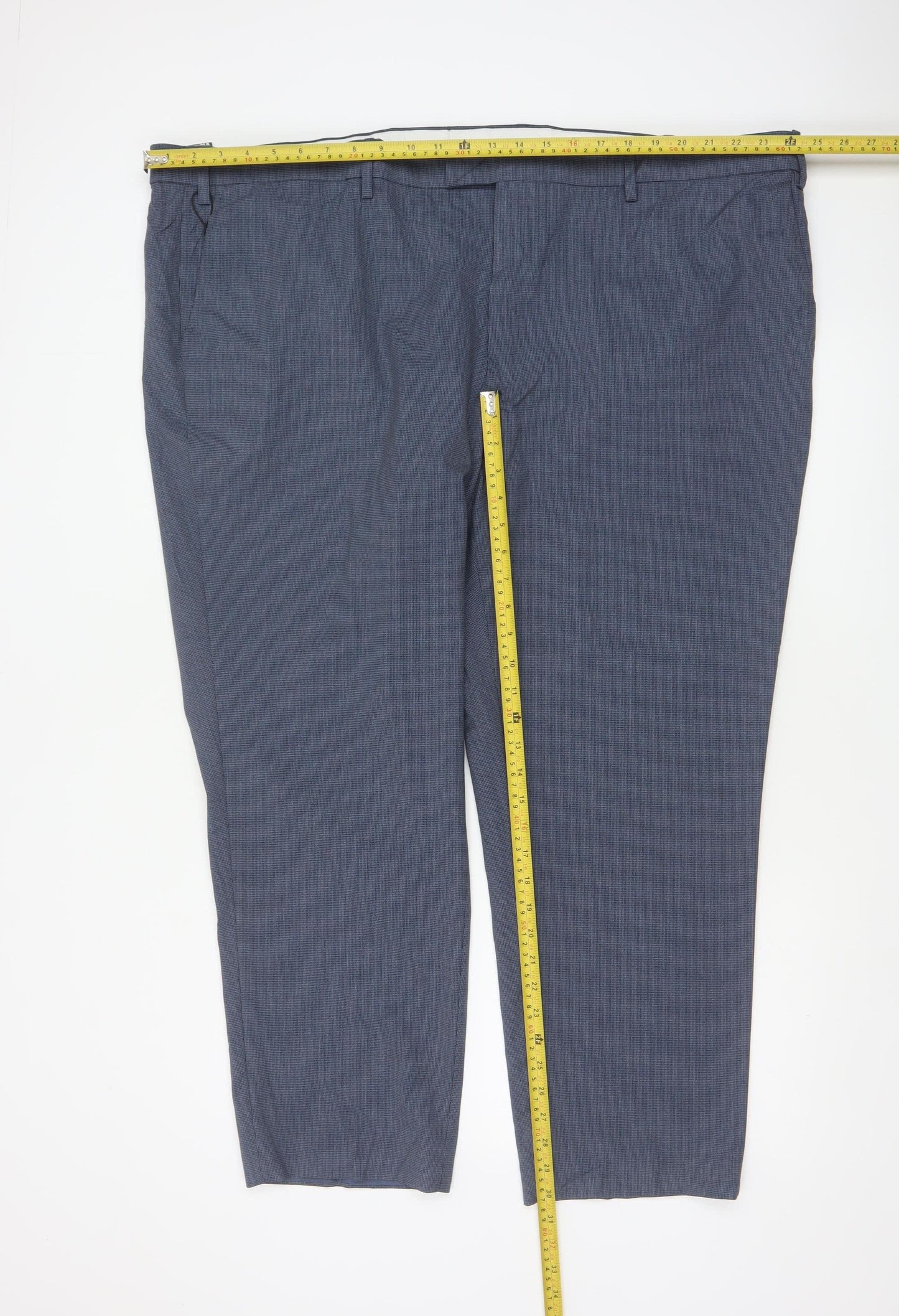 Marks & Spencer Mens Blue 50 Short Dress Trousers Tapered Flat Front