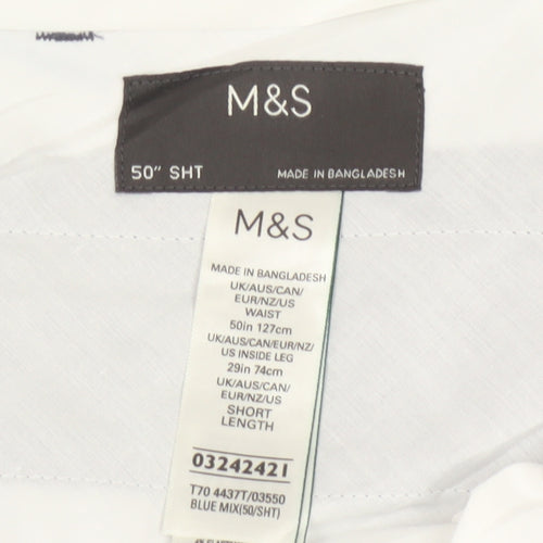 Marks & Spencer Mens Blue 50 Short Dress Trousers Tapered Flat Front