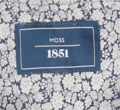 Moss 1851 Men’s Blue Floral Cotton Button-Up Shirt 2XL Long Sleeve