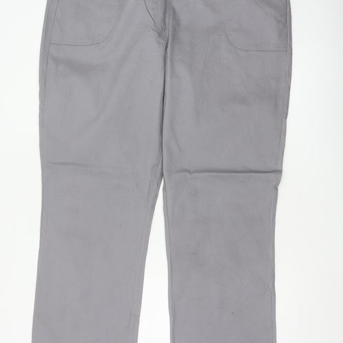 Cotton Traders Women Grey Size 20 Cotton Tapered Trousers Pockets