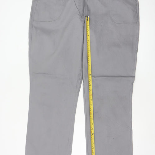 Cotton Traders Women Grey Size 20 Cotton Tapered Trousers Pockets