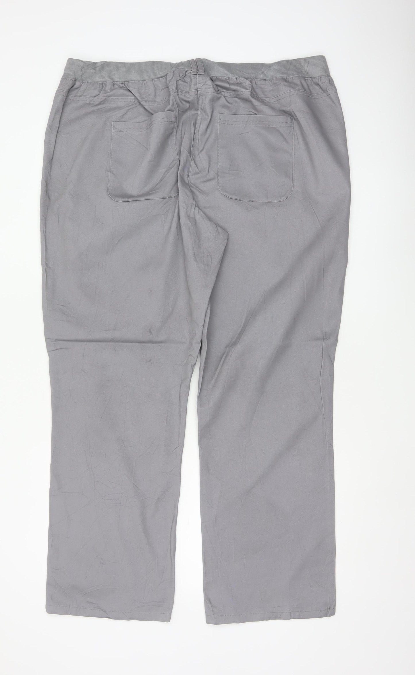 Cotton Traders Women Grey Size 20 Cotton Tapered Trousers Pockets