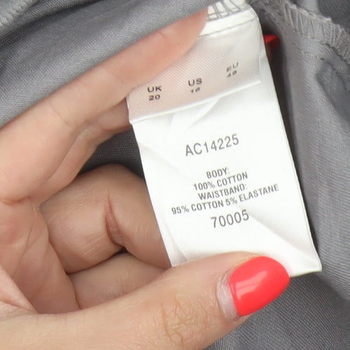 Cotton Traders Women Grey Size 20 Cotton Tapered Trousers Pockets