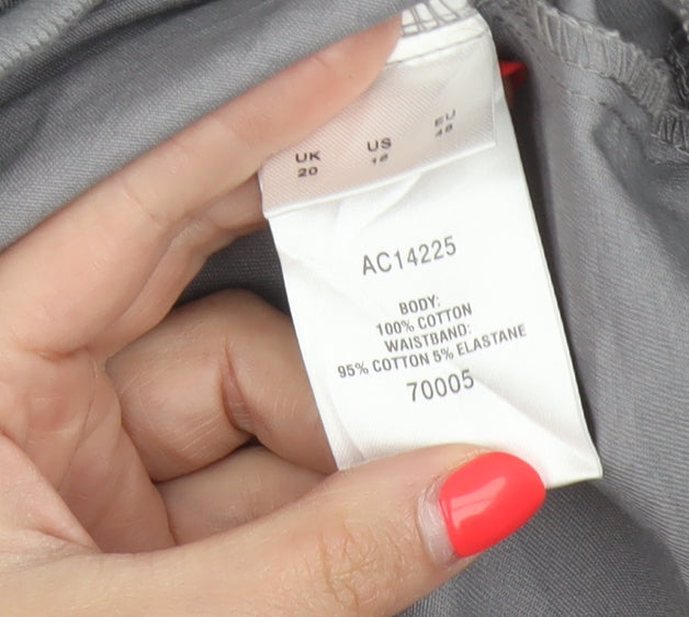 Cotton Traders Women Grey Size 20 Cotton Tapered Trousers Pockets