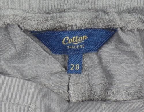Cotton Traders Women Grey Size 20 Cotton Tapered Trousers Pockets