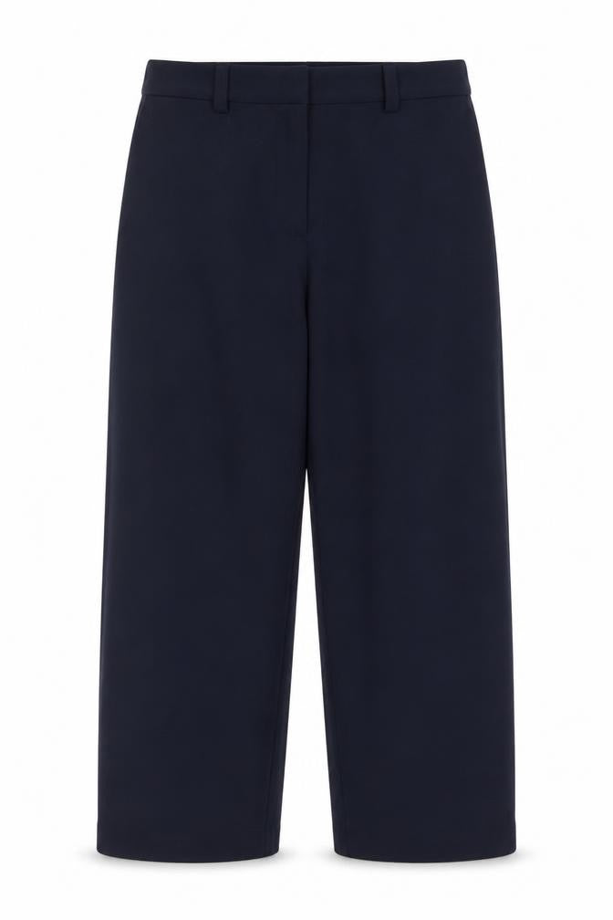 M&S Women’s Navy Blue Size 24 Regular Wide Leg Belted Dress Trousers