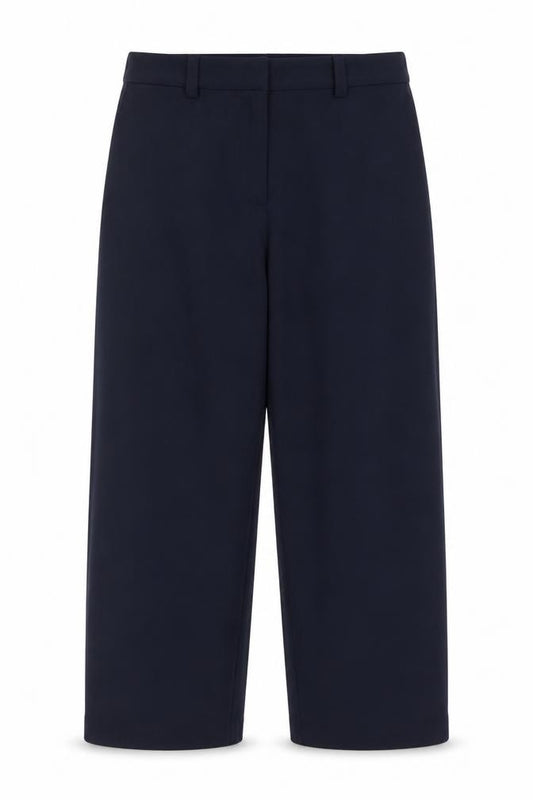 M&S Women’s Navy Blue Size 24 Regular Wide Leg Belted Dress Trousers