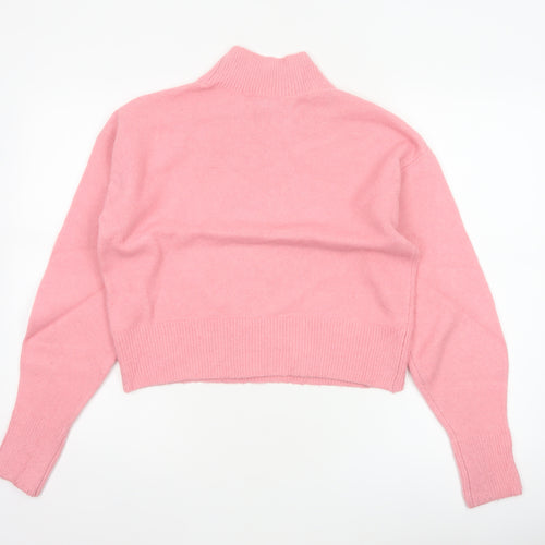 & Other Stories Women's Pink XS High Neck Knit Jumper