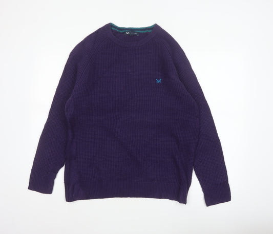 Crew Clothing Company Men’s Purple L Lambswool Crew Neck Waffle Knit Jumper