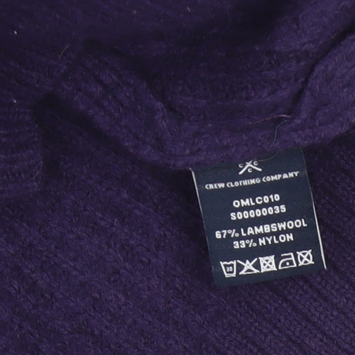 Crew Clothing Company Men’s Purple L Lambswool Crew Neck Waffle Knit Jumper