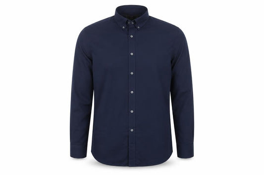 Front view of Marks & Spencer Men Blue 16 Slim Button Down Long Sleeve Shirt