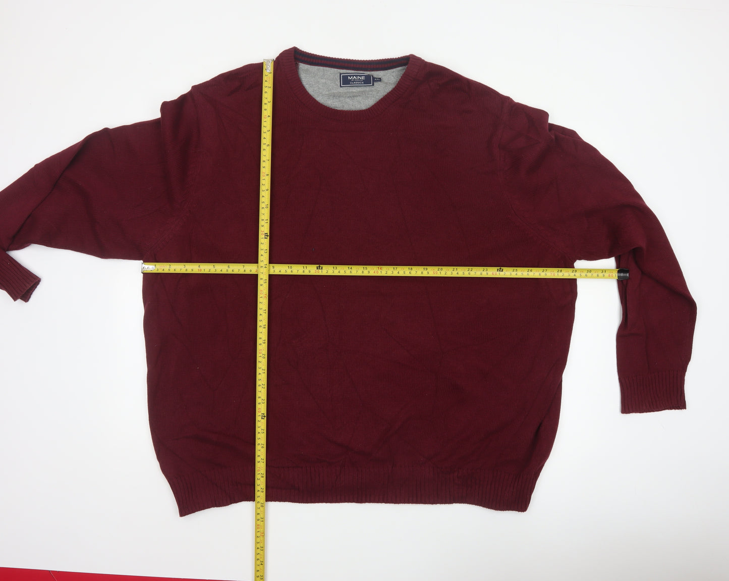 Maine New England Classics Men Red XXL Cotton Crew Neck Pullover Jumper