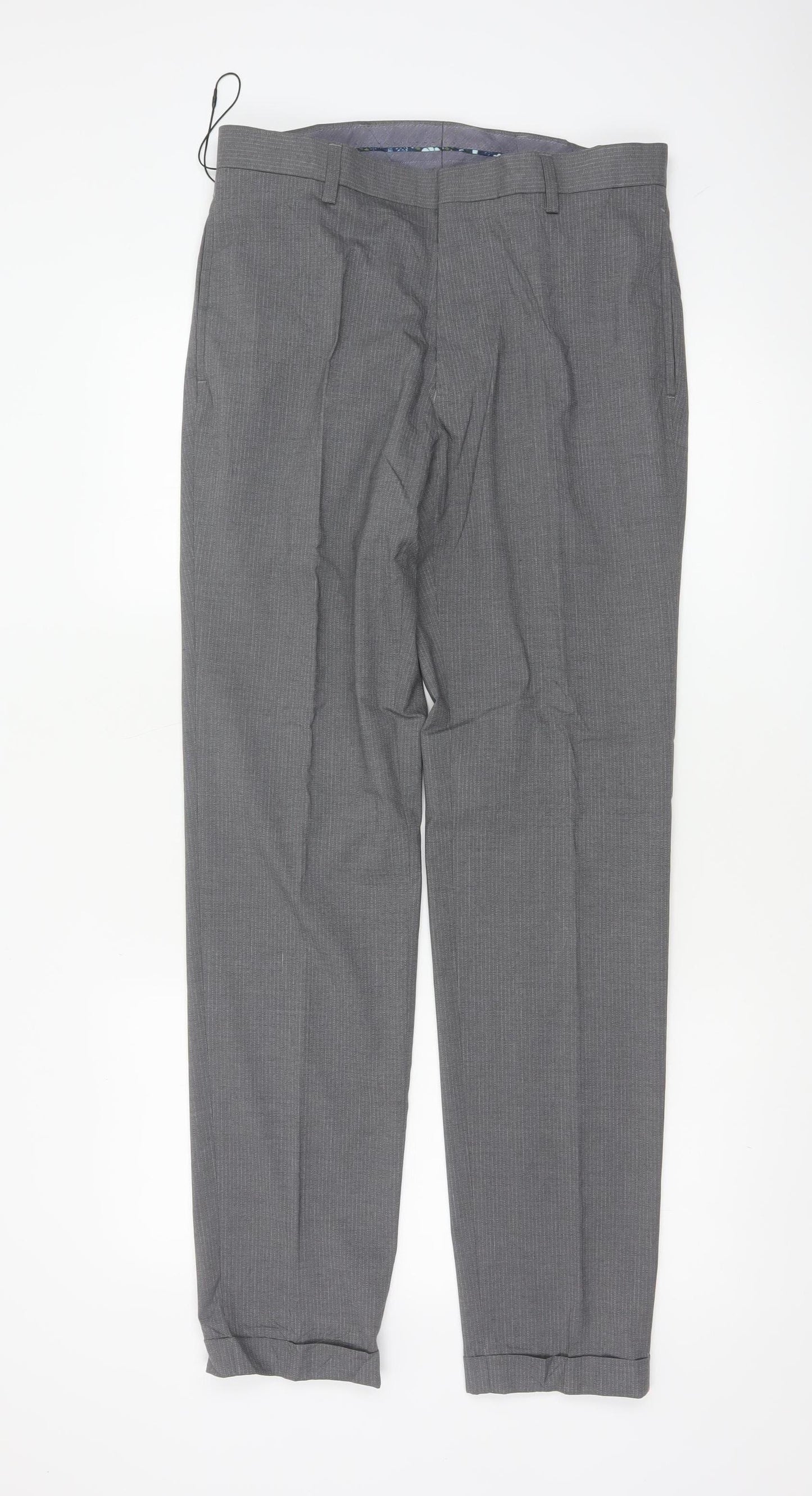 Marks & Spencer Men's Grey 30 Slim Pinstripe Dress Trousers 33L