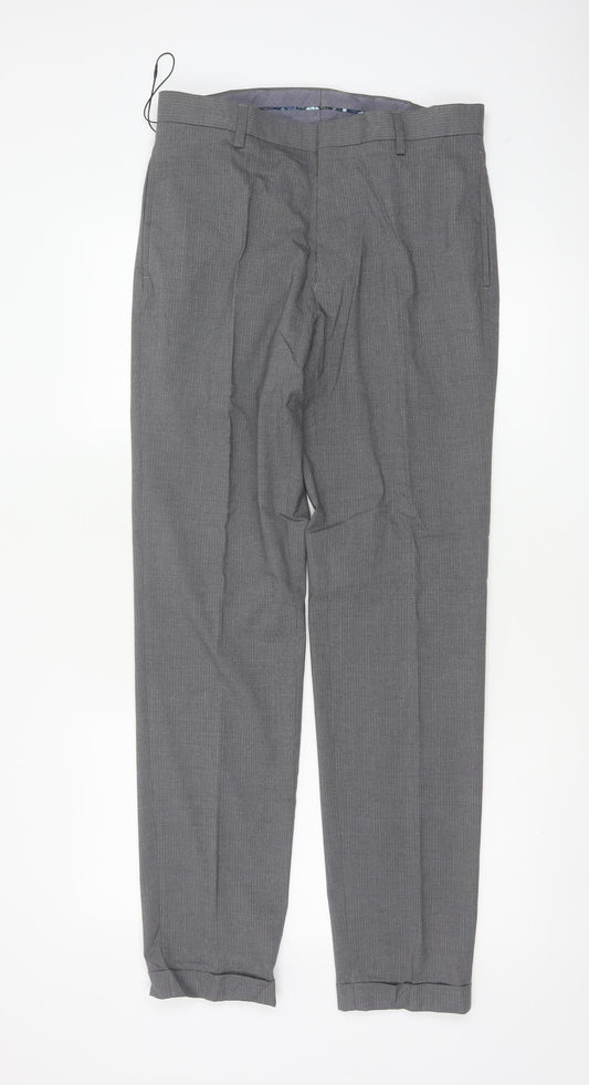 Marks & Spencer Men's Grey 30 Slim Pinstripe Dress Trousers 33L