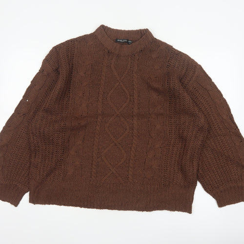 Brave Soul Women’s Brown Size 14 Cable Knit Mock Neck Jumper